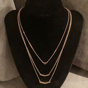 Area Stars Brass 14K Gold Plated Necklace Set of 3 Geometric/Chevron